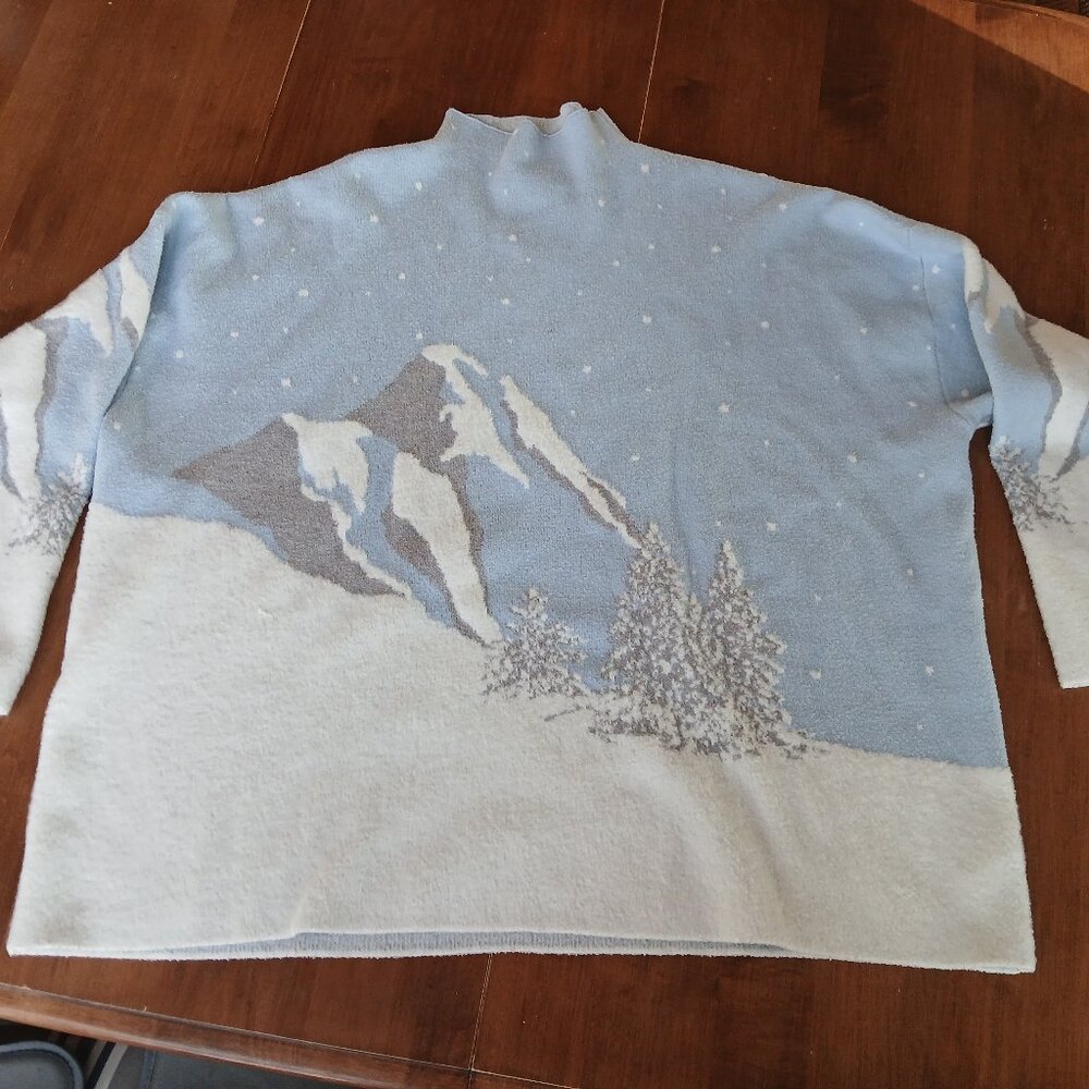 Rachel Zoe Pullover Sweater Mountain Range Landscape